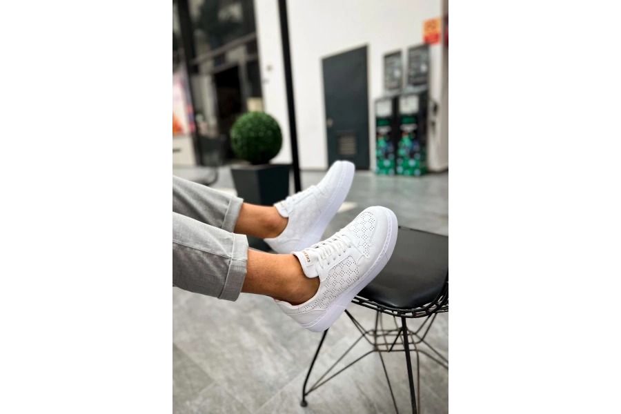 Shoecide Sho153 Bağcıklı Yüksek Taban Cbt Oxford Erkek Ayakkabı Beyaz