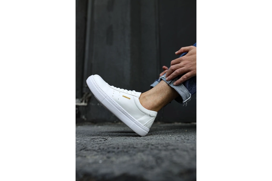 Shoecide Sho163 Bağcıklı Yüksek Taban Cbt Erkek Ayakkabı Beyaz