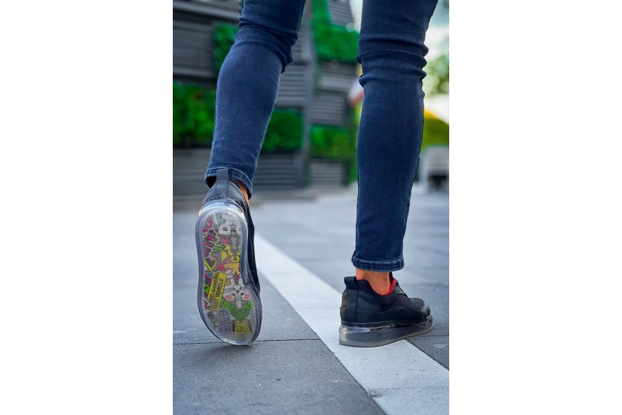 Shoecide Sho181 Rrt İpekyol  Erkek Ayakkabı Sıyah - Kırmızı