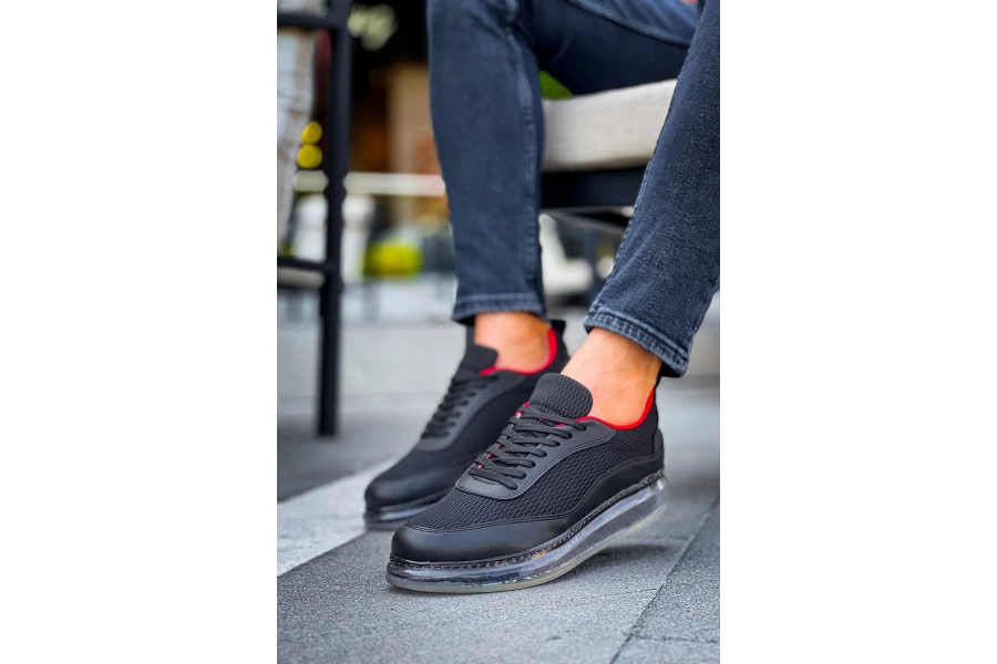 Shoecide Sho181 Rrt İpekyol  Erkek Ayakkabı Sıyah - Kırmızı