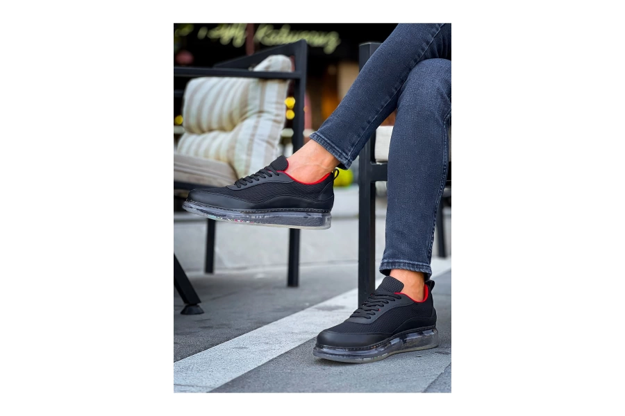 Shoecide Sho181 Rrt İpekyol  Erkek Ayakkabı Sıyah - Kırmızı