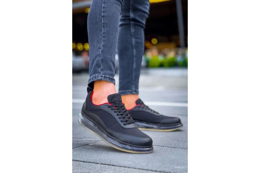 Shoecide Sho181 Rrt İpekyol  Erkek Ayakkabı Sıyah - Kırmızı