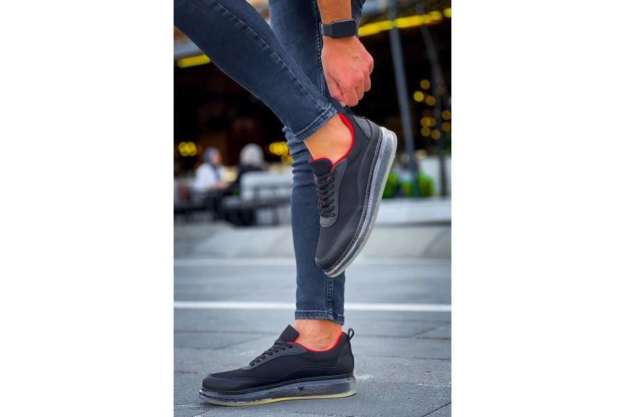 Shoecide Sho181 Rrt İpekyol  Erkek Ayakkabı Sıyah - Kırmızı
