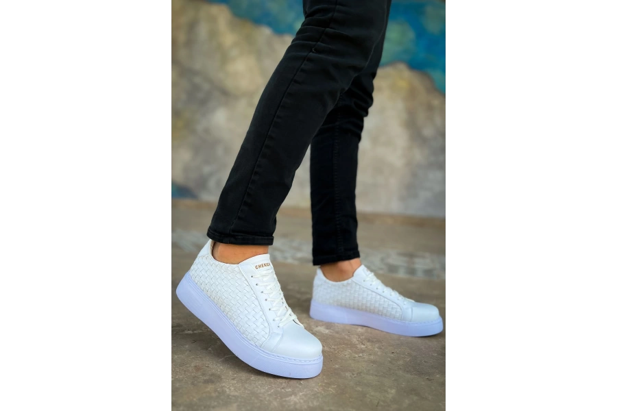 Shoecide Sho203 Bağcıklı Özel Tasarım Obt Maglieria Erkek Ayakkabı Beyaz