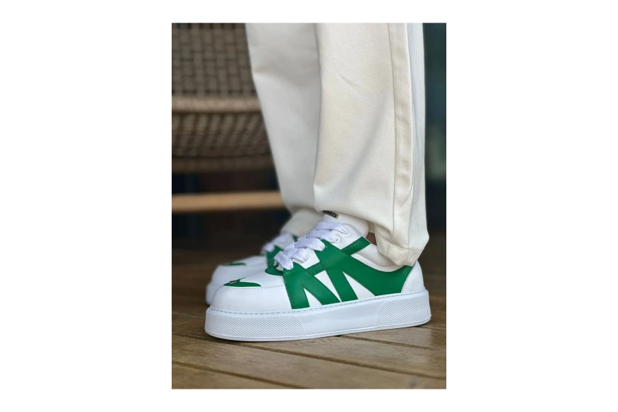 Shoecide Sho2407 Bağcıklı Yüksek Taban Cbt Star-x Erkek Spor Ayakkabı Beyaz/yesıl