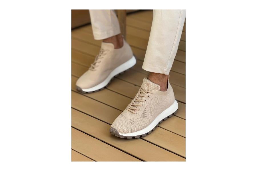 Shoecide Sho2409 - Triko Erkek Ayakkabı Bej