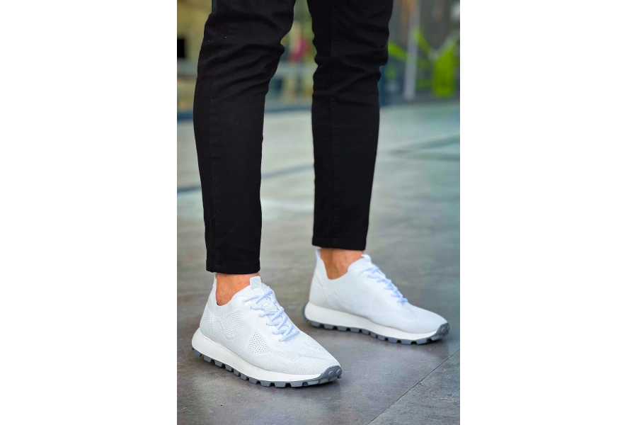 Shoecide Sho2409 - Triko Erkek Ayakkabı Beyaz