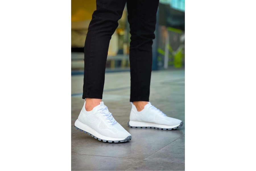 Shoecide Sho2409 - Triko Erkek Ayakkabı Beyaz