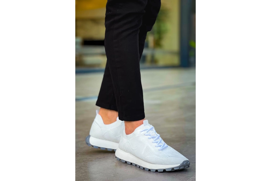 Shoecide Sho2409 - Triko Erkek Ayakkabı Beyaz