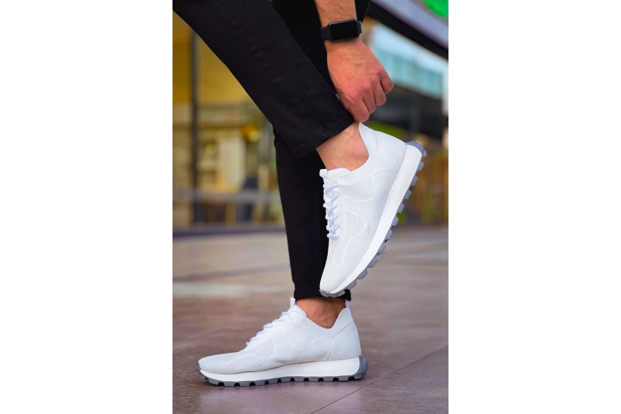 Shoecide Sho2409 - Triko Erkek Ayakkabı Beyaz