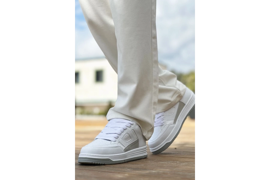 Shoecide Sho2410 Bağcıklı Yüksek Taban Cbt Avax  Erkek Spor Ayakkabı Beyaz