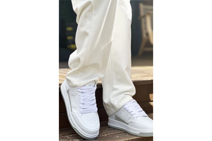 Shoecide Sho2410 Bağcıklı Yüksek Taban Cbt Avax  Erkek Spor Ayakkabı Beyaz