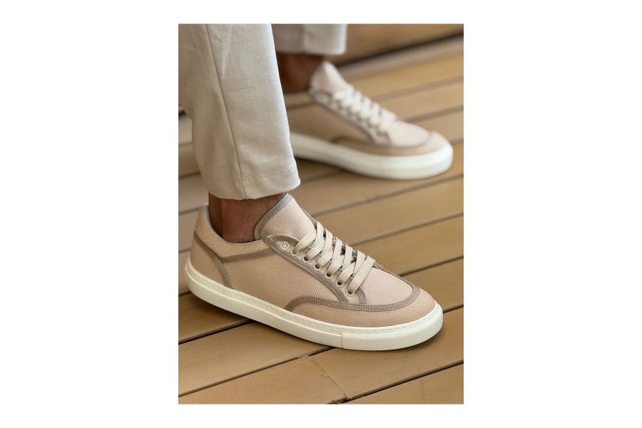 Shoecide Sho2505 - Keten Erkek Ayakkabı Bej/bej