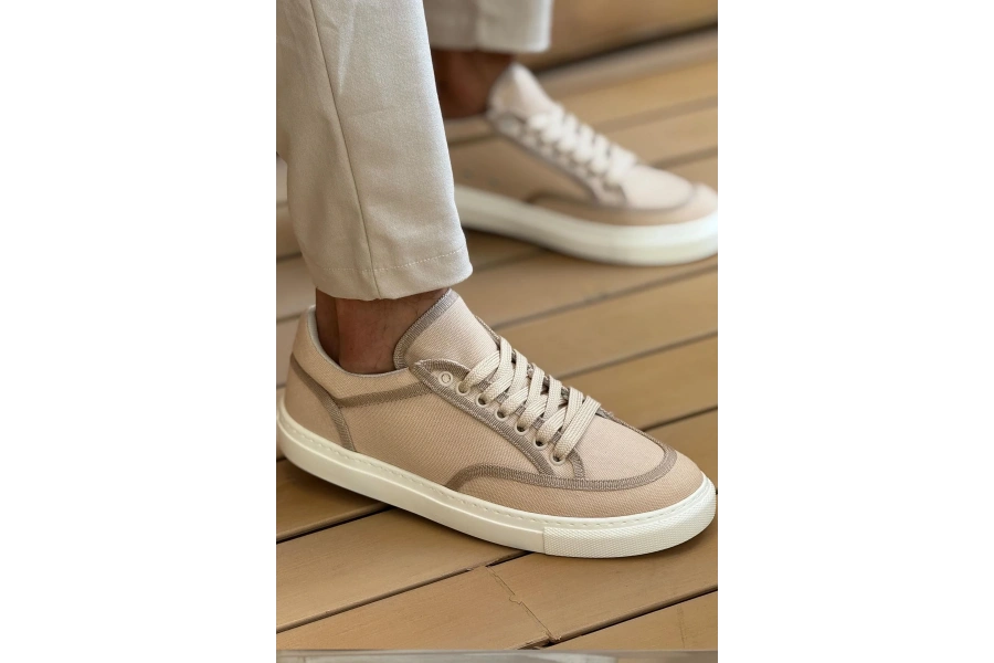 Shoecide Sho2505 - Keten Erkek Ayakkabı Bej/bej
