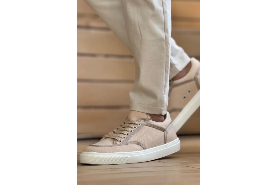 Shoecide Sho2505 - Keten Erkek Ayakkabı Bej/bej