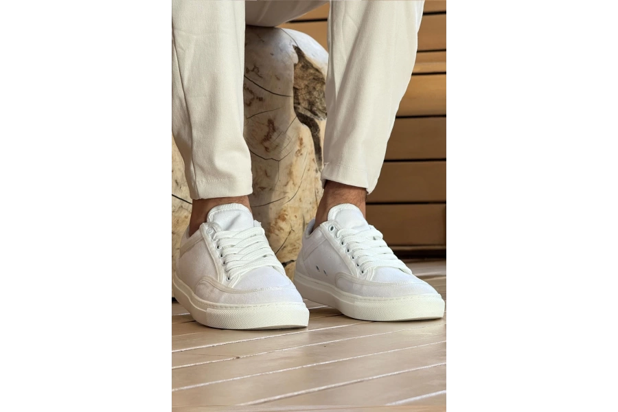 Shoecide Sho2505 - Keten Erkek Ayakkabı Beyaz / Beyaz