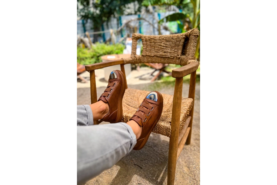 Shoecide Sho251 3 Bantlı Ayna Burun Rahat Taban Crt Mirror Erkek Ayakkabı Taba