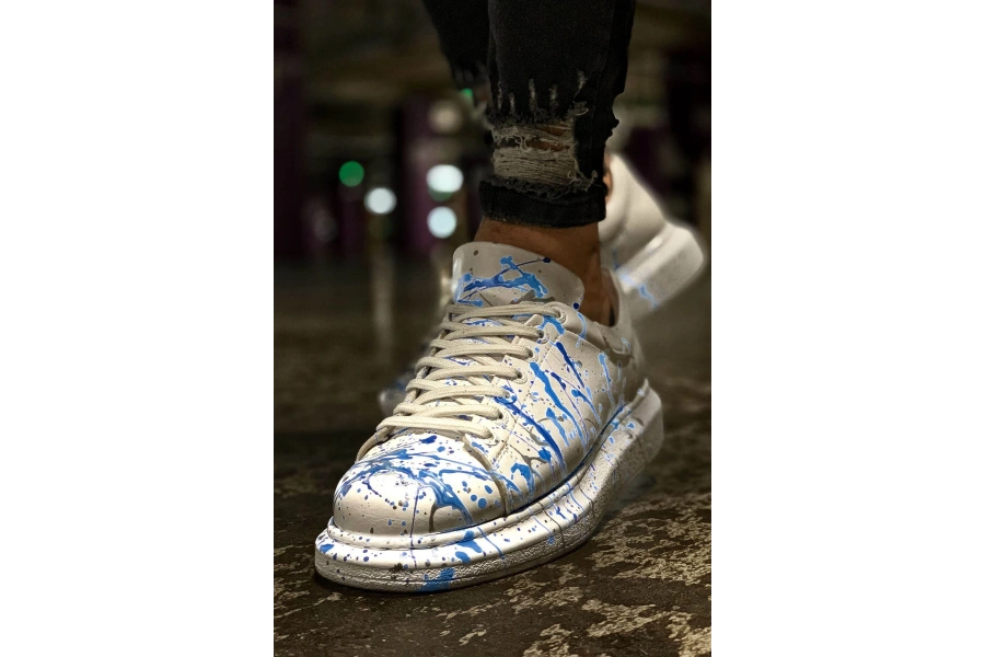 Shoecide Sho254 - Cbt Pittura Erkek Ayakkabı 416 Mavı Püskürtme