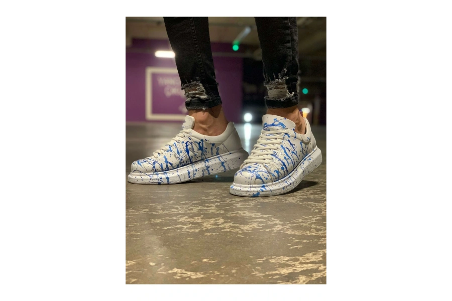 Shoecide Sho254 - Cbt Pittura Erkek Ayakkabı 416 Mavı Püskürtme