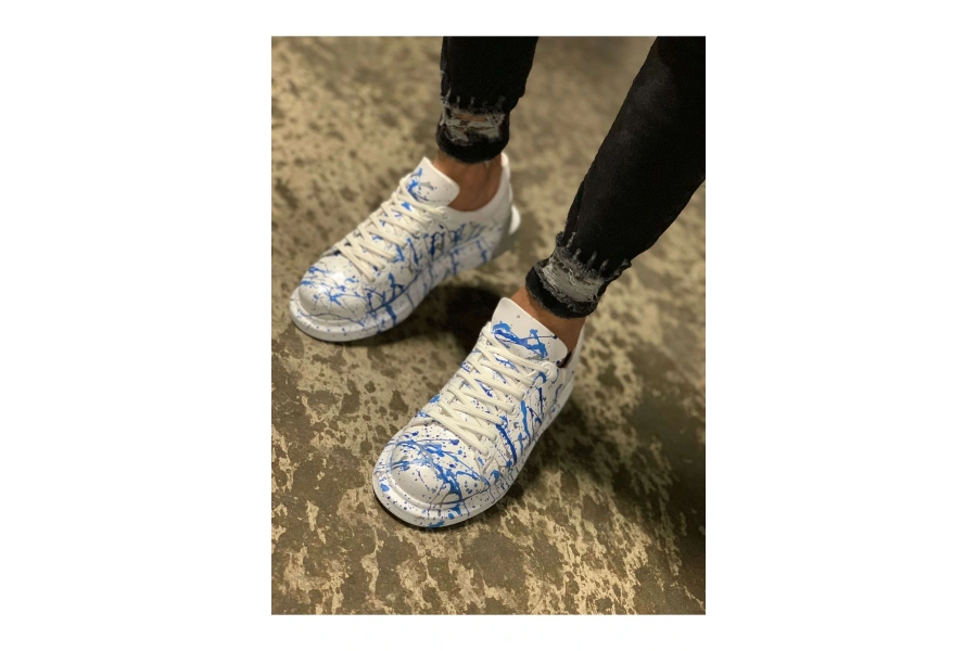 Shoecide Sho254 - Cbt Pittura Erkek Ayakkabı 416 Mavı Püskürtme