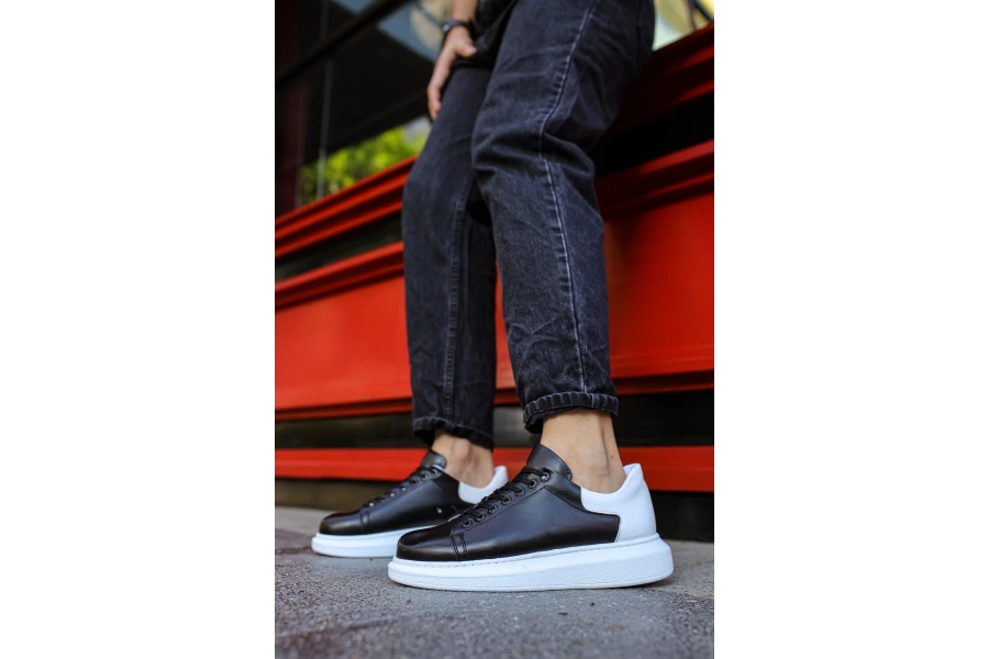 Shoecide Sho255 Bağcıklı Yüksek Taban Cbt Estrella Erkek Ayakkabı Sıyah/beyaz