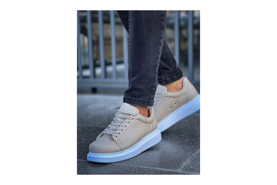 Shoecide Sho257 Bağcıklı Yüksek Taban Cbt Estrella Erkek Ayakkabı Bej