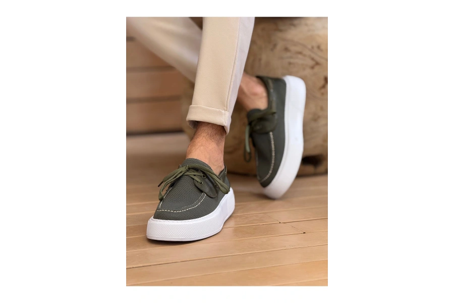 Shoecide Sho2602 - Triko Erkek Ayakkabı Hakı