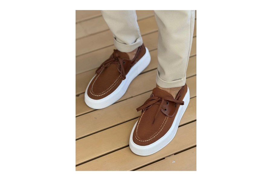 Shoecide Sho2602 - Triko Erkek Ayakkabı Kahve