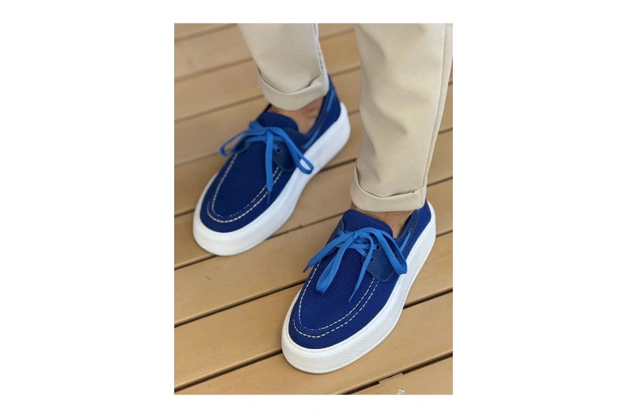 Shoecide Sho2602 - Triko Erkek Ayakkabı Mavı