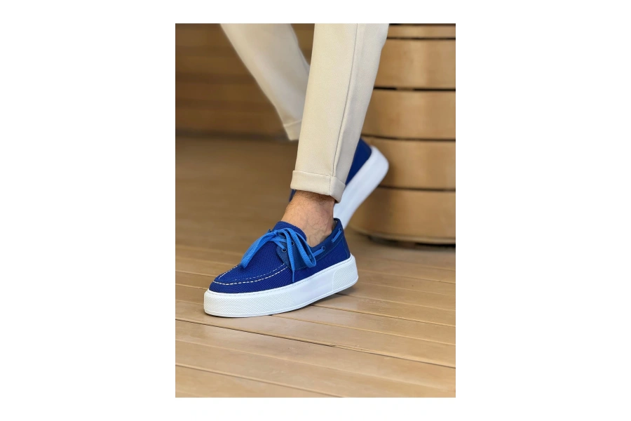 Shoecide Sho2602 - Triko Erkek Ayakkabı Mavı