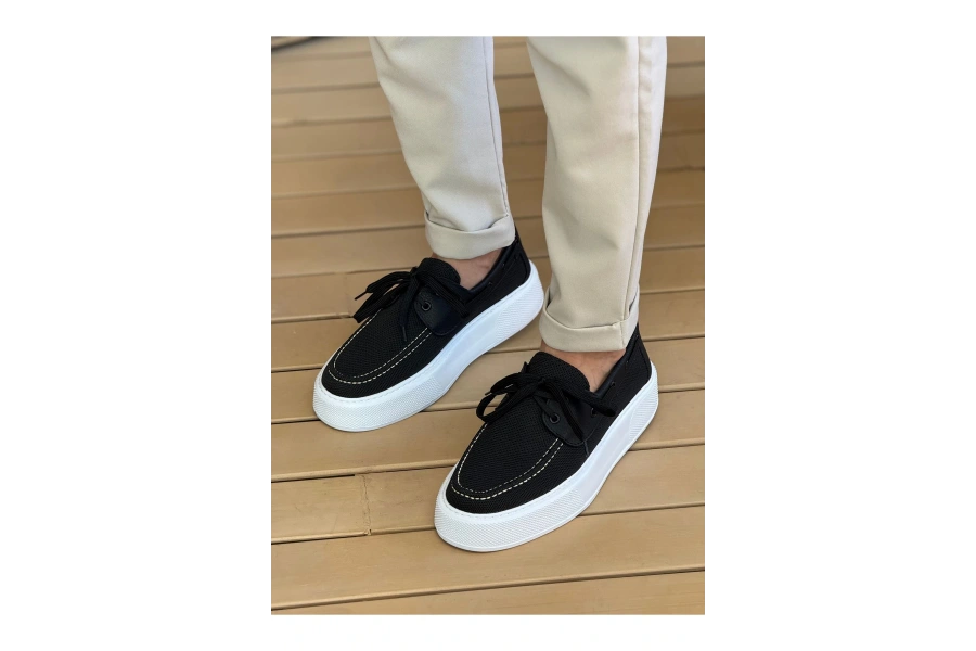 Shoecide Sho2602 - Triko Erkek Ayakkabı Sıyah