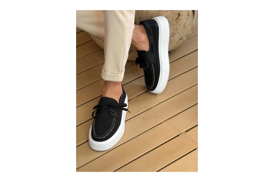 Shoecide Sho2602 - Triko Erkek Ayakkabı Sıyah