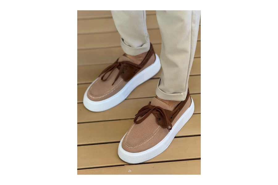Shoecide Sho2602 - Triko Erkek Ayakkabı Taba