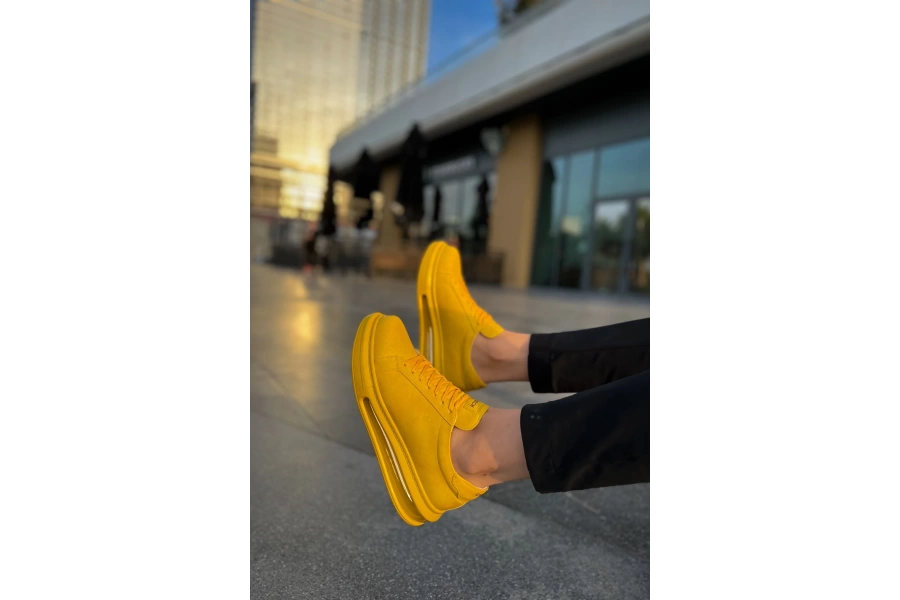 Shoecide Sho271 Bağcıklı Yüksek Taban Crt Ariaso Erkek Ayakkabı Sarı