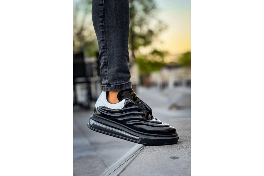 Shoecide Sho299 Lastikli Yüksek Taban Grt Sollıevo Erkek Ayakkabı Sıyah/beyaz