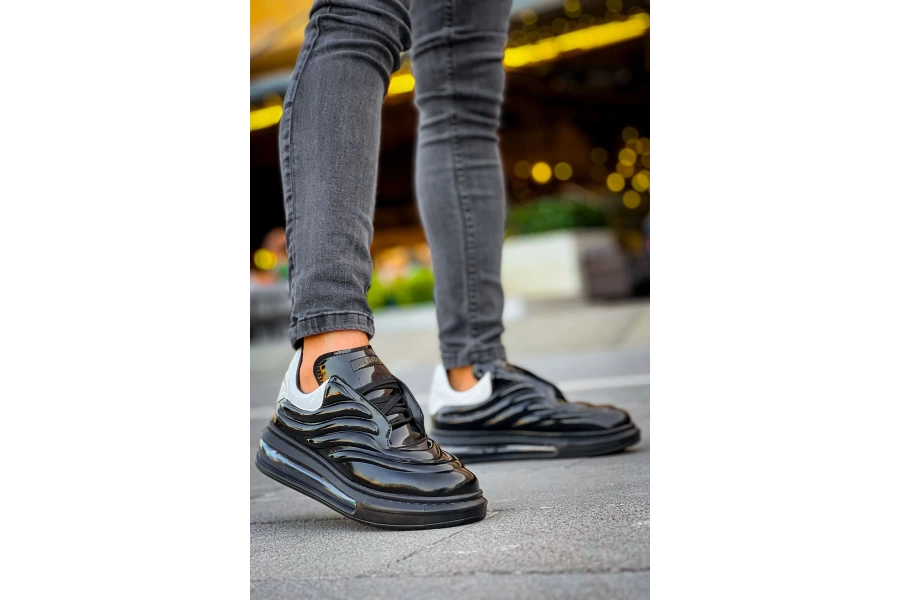 Shoecide Sho299 Lastikli Yüksek Taban Grt Sollıevo Erkek Ayakkabı Sıyah/beyaz