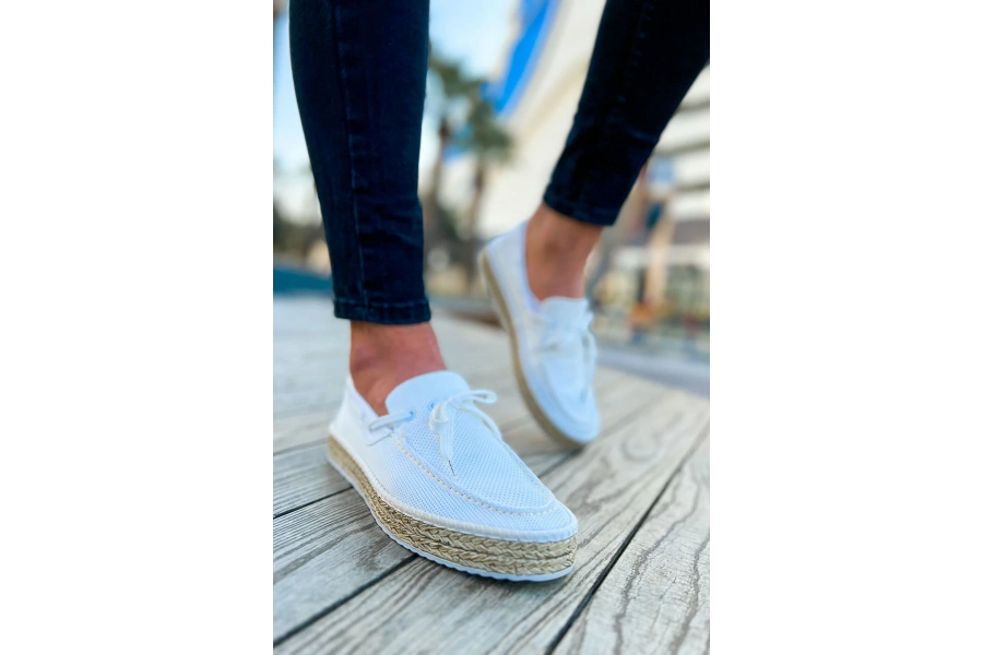 Shoecide Sho311 - Espadril Erkek Ayakkabı Beyaz