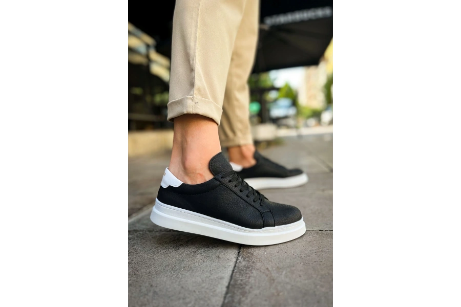 Shoecide Sho979 - Santoni Gbt Spor Erkek Ayakkabı Sıyah/beyaz