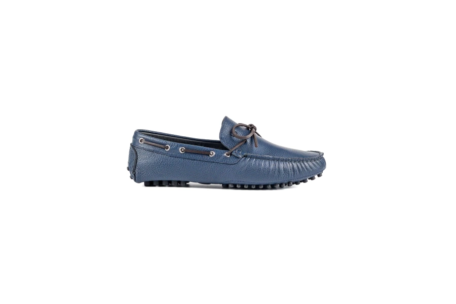 Shoecide Side Lacivert Hakiki Deri Erkek Loafer Ayakkabı
