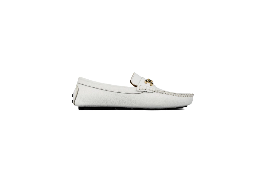 Shoecide Simena Beyaz Hakiki Deri Erkek Loafer Ayakkabı