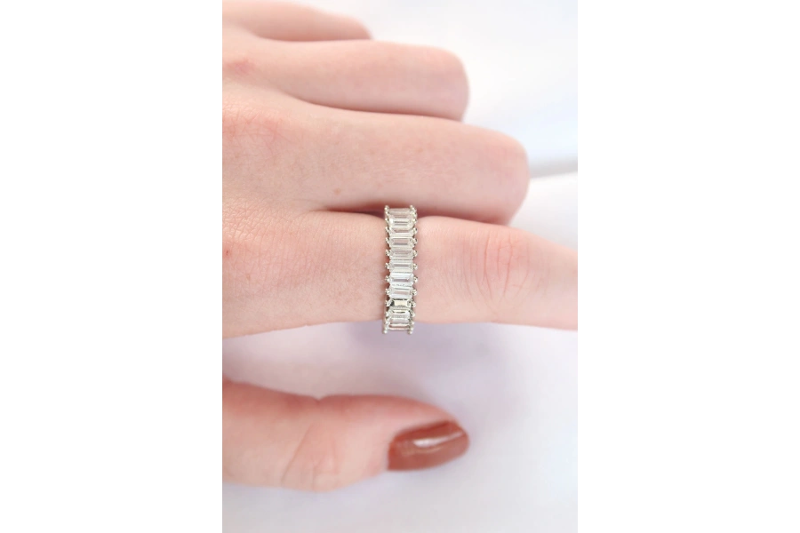 Shoecide Sıralı Baget Taşlı Silver Renk Ayarlanabilir Yüzük