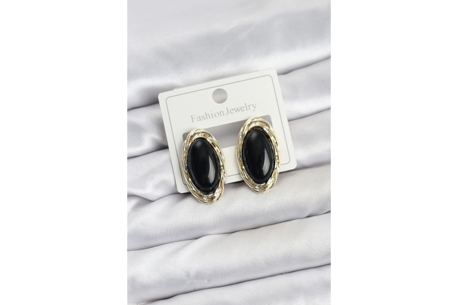 Shoecide Siyah Badem Model Vintage Kadın Küpe