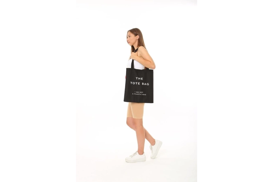 Shoecide Siyah Bez Çanta The Tote Bag Baskılı