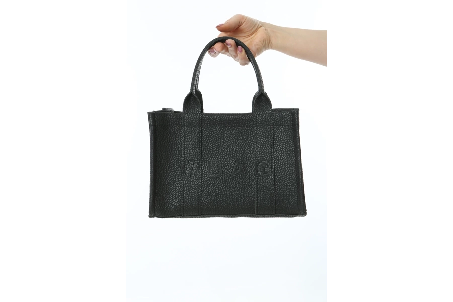 Shoecide Siyah Deri Mini Tote Çanta