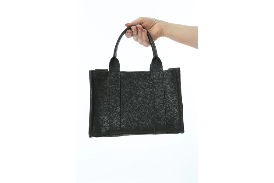 Shoecide Siyah Deri Mini Tote Çanta