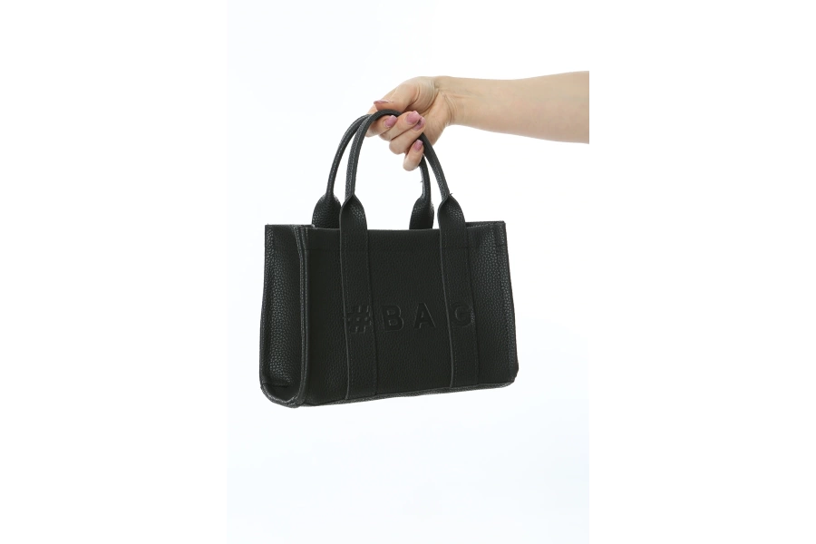 Shoecide Siyah Deri Mini Tote Çanta