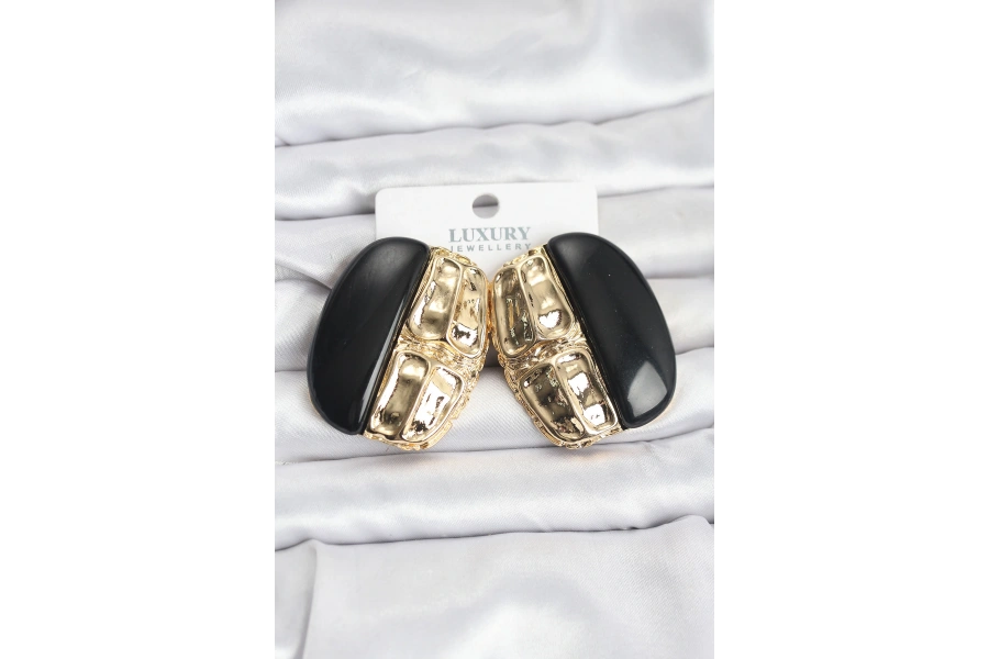 Shoecide Siyah Renk Pirinç Vintage Kadın Küpe