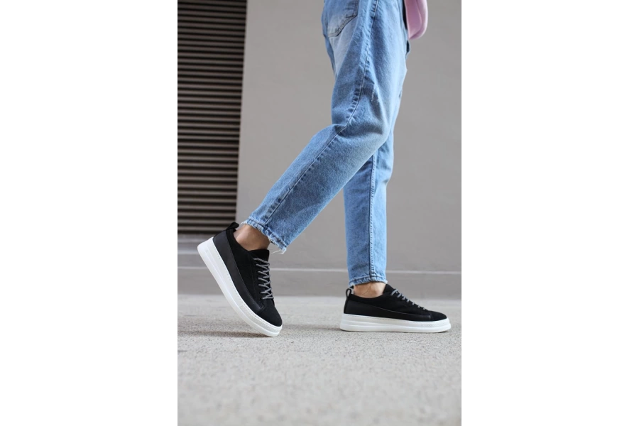 Shoecide Sneakers Ayakkabı 010 Siyah Süet (beyaz Taban)