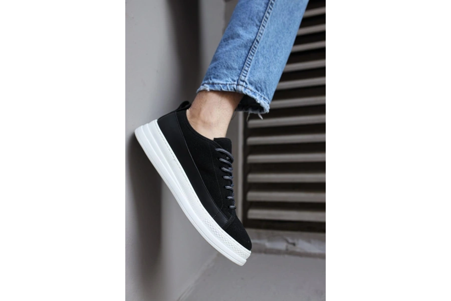 Shoecide Sneakers Ayakkabı 010 Siyah Süet (beyaz Taban)