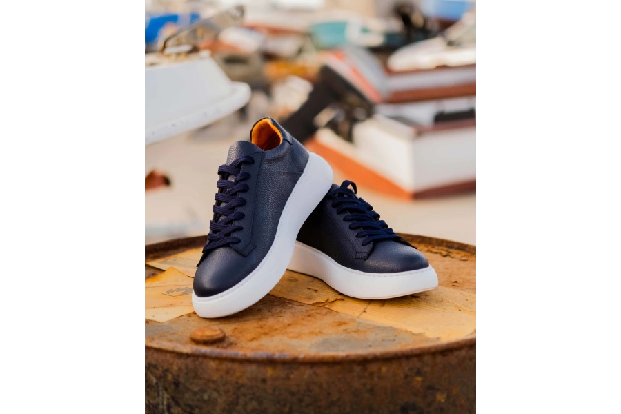 Shoecide Spartan Lacivert Hakiki Deri Erkek Spor (sneaker) Ayakkabı